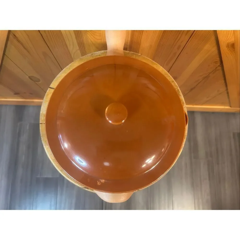 Vtg Red Wing Provincial Large Casserole Dish Handle Lid (5737)